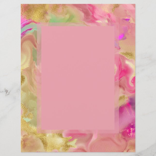 Inbjudningar till rosa, guld, grönt marble bläck (Framsida)