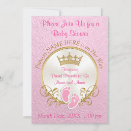 Inbjudningar till rosa och Guld Baby Shower, anpas