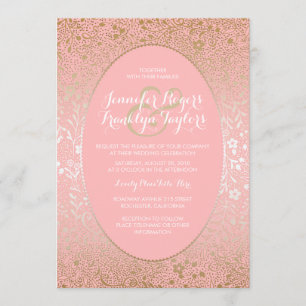 Inbjudningar till Rosa och Guld Blommigt Vintage b