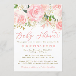 Inbjudningar till Rosa och Guld för spädbarnsskor