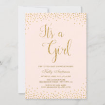 Inbjudningar till rosa och Guld Glitter Baby Showe