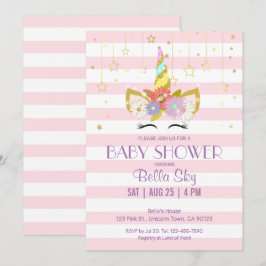 Inbjudningar till rosa och Guld Unicorn Baby Showe