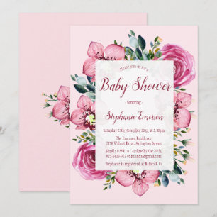 Inbjudningar till rosa Orchids & Ro Baby Shower