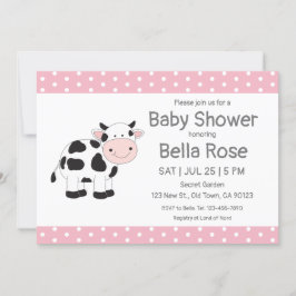 Inbjudningar till rosa Polka dots Cow Baby Shower