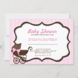 Inbjudningar till rosa Pram Baby Shower