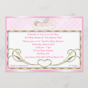 Inbjudningar till Rosa Sleeping Angel Baby Shower