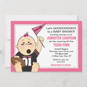 Inbjudningar till rosa Sports Tailgate Baby Shower
