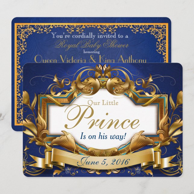 Inbjudningar till royalet Prince Elegant Baby Show (Fram/baksida)