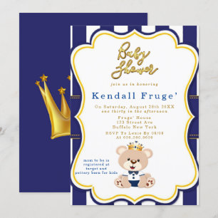Inbjudningar till royalet Prince Nalle Baby Shower
