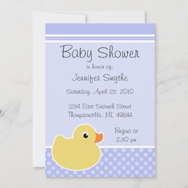 Inbjudningar till Rubber Ducky Blue Baby Shower (Framsida)