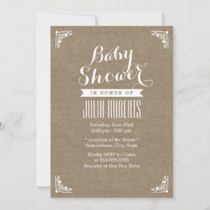 Inbjudningar till Rustic Burlap Struktur Baby Show