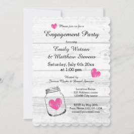 Inbjudningar till Rustic wood Mason burk förlovnin