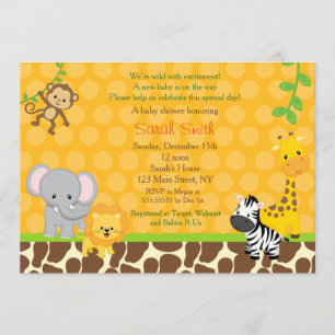 Inbjudningar till Safari Jungle Animals Baby Showe