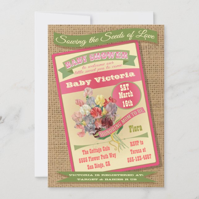 Inbjudningar till Seed Packet Baby Shower (Framsida)