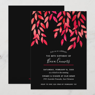 Inbjudningar till shock rosa Foliage Black Birthda