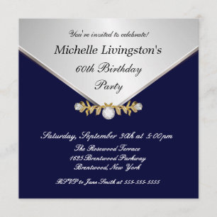 Inbjudningar till Silver Diamond Brooch Navy Blue