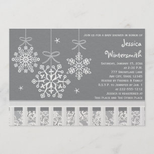 Inbjudningar till Silver Snowflake Mobile Baby Sho