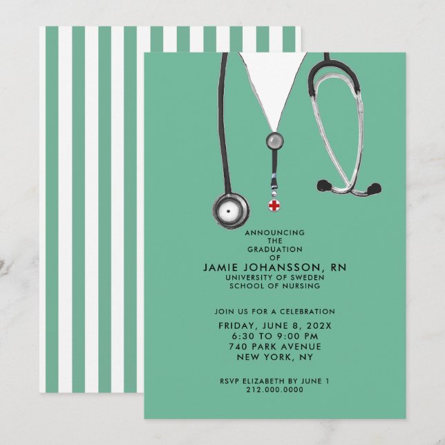 Inbjudningar till sjuksköterskeStudentfest (Fram/baksida)