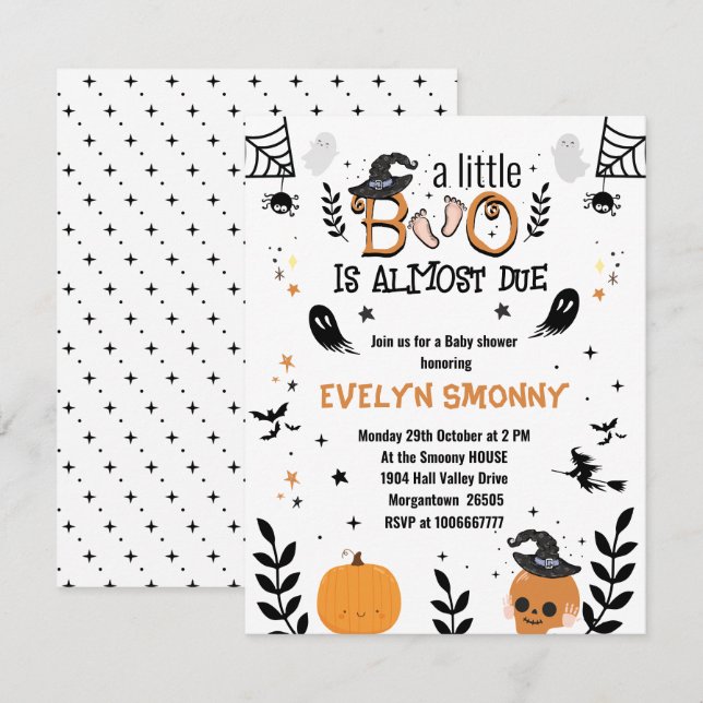 inbjudningar till små boo baby gravid (Fram/baksida)