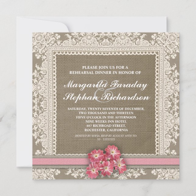 Inbjudningar till snöre-blommor och middagskallels (Framsida)