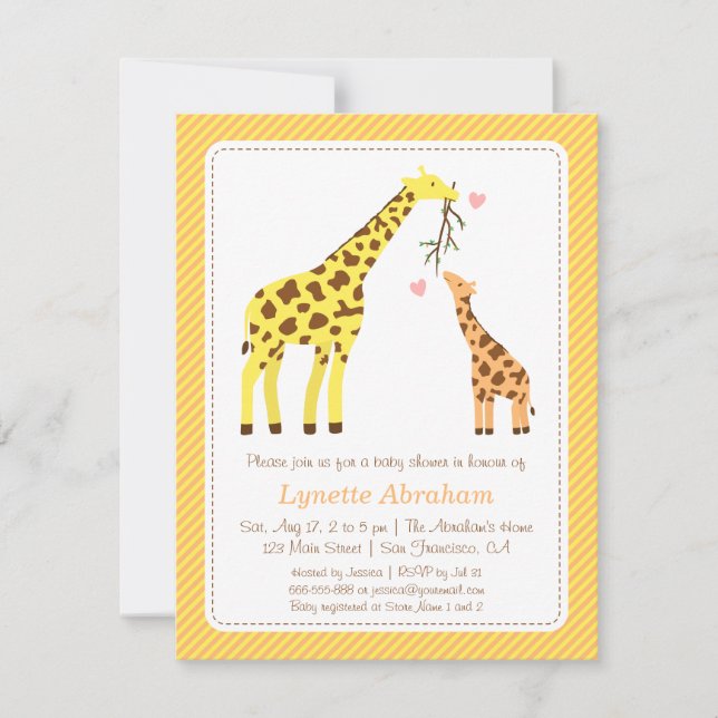 Inbjudningar till Snyggten Färgstark Giraffe Baby  (Framsida)