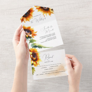 Inbjudningar till solrosbröllop med RSVP