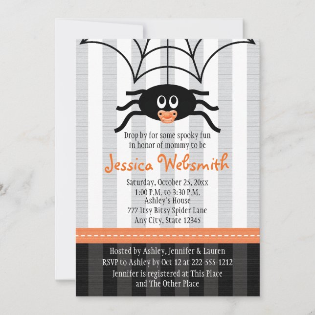 Inbjudningar till Spindelhalloween-babyskor (Framsida)