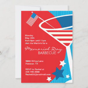 Inbjudningar till Stars och stripes Martini-Temapa