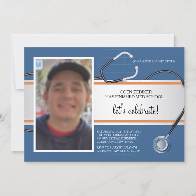 Inbjudningar till Stethoscope Photo Anpassningsbar (Framsida)