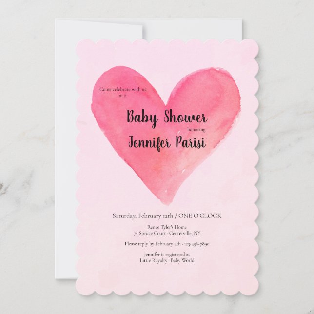 Inbjudningar till storhjärt-babyskor (Framsida)