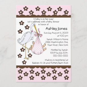 Inbjudningar till Stork Baby Shower i Flicka