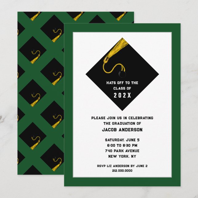 Inbjudningar till Studentfest av grönt (Fram/baksida)