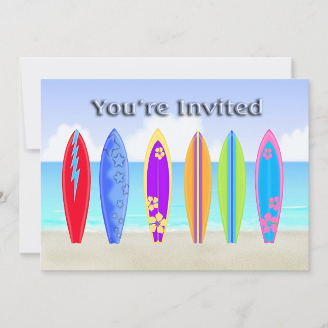 Inbjudningar till Surfboard Beach Party (Framsida)