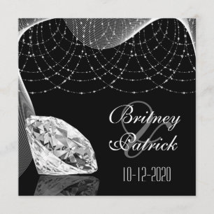 Inbjudningar till svartvitt Blings-bröllop