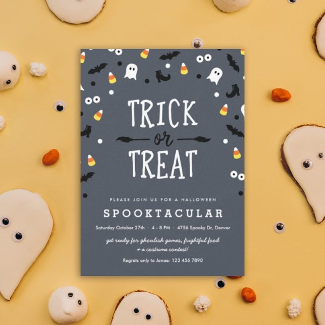 Inbjudningar till taloky Confetti Cute Halloween f (trick or treat Halloween Spooktacular party invitation)