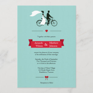 Inbjudningar till Tandem Bicycle Aqua Wedding