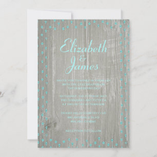 Inbjudningar till Teal & Silver Rustic Barn Wood W