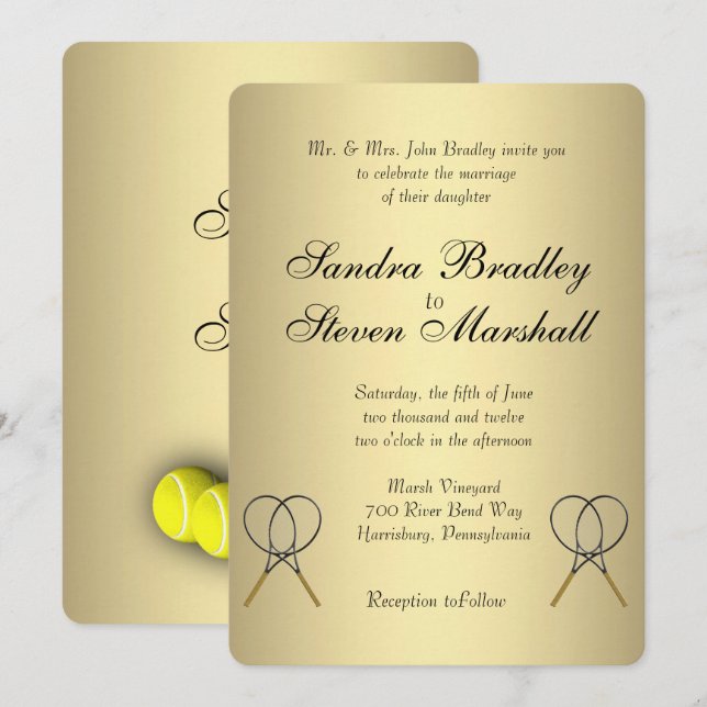 Inbjudningar till tennis Wedding (Fram/baksida)