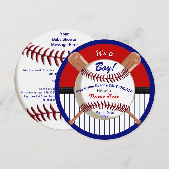 Inbjudningar till toppen Cute Baseball Baby Shower (Fram/baksida)