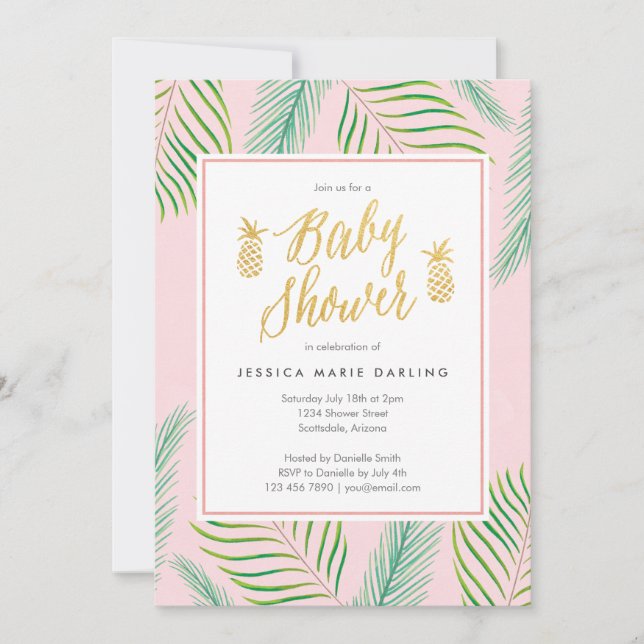Inbjudningar till Tropical Baby Shower på Rosa & G (Framsida)