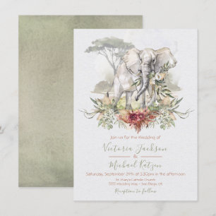 Inbjudningar till Tropical Jungle Elephant Wedding