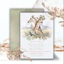 Inbjudningar till Tropical Jungle Giraffe Wedding