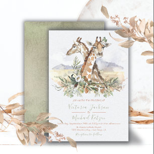 Inbjudningar till Tropical Jungle Giraffe Wedding