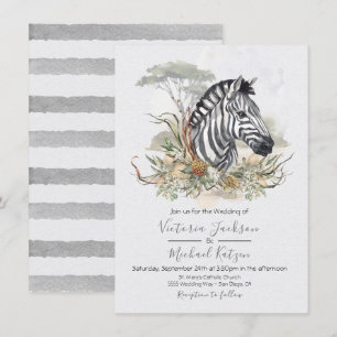 Inbjudningar till Tropical Jungle Zebra Wedding