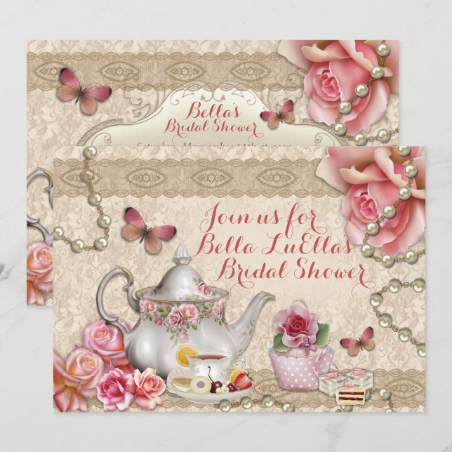 Inbjudningar till TV-Party-tittaren i Tea på födel (Fram/baksida)