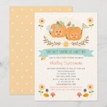 Inbjudningar till Twin Boy and Girl Pumpkin Baby S