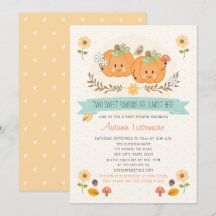Inbjudningar till Twin Girl Pumpkin Baby Shower