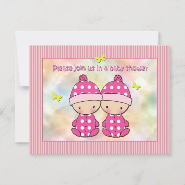 Inbjudningar till Twin Girls Baby Shower (Framsida)
