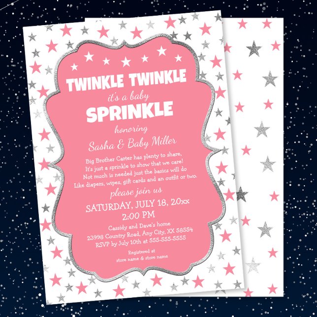 Inbjudningar till Twinkle Baby Sprinkle-flickdusch (Skapare uppladdad)