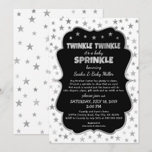 Inbjudningar till Twinkle Black silver med Baby